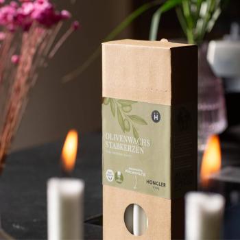 Olivenwachsstabkerzen kristallin 10 Stück