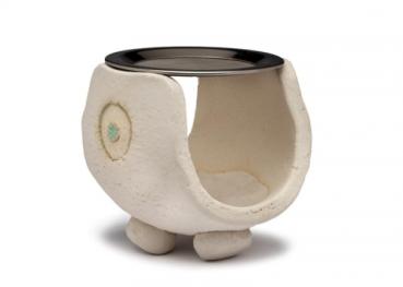 Keramikräucherstövchen mit Punkt im Set