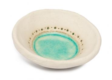 Keramikuntersetzer Punkte klein ~ blau ~ rund