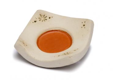 Keramikuntersetzer Blumen klein ~ braun ~ eckig