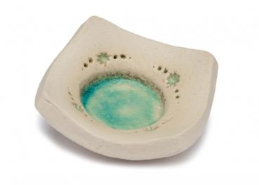 Keramikuntersetzer Blumen klein ~ blau ~ eckig