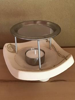 Keramikräucherschale eckig mit Spirale im Set